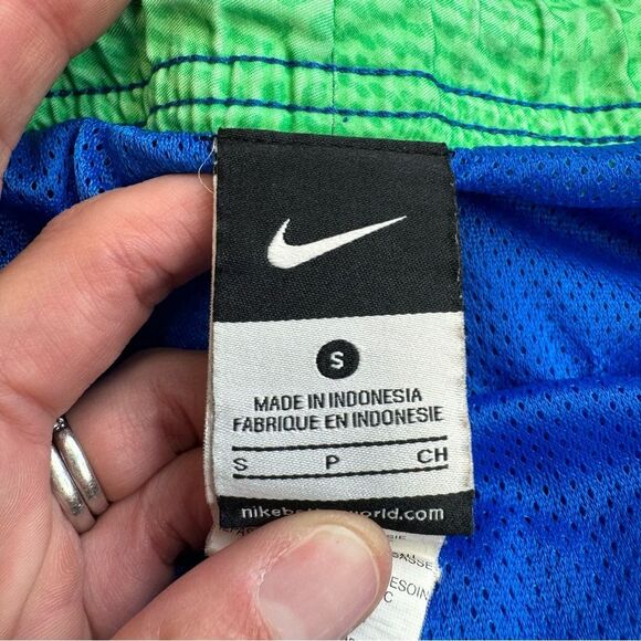 Nike Men's Pull-On Swim Trunks Board Shorts Bright Blue Green S SM Small Logo - Picture 7 of 11